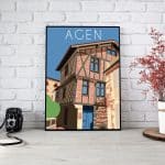 Poster Ville Agen maison à pans de bois Carte postale